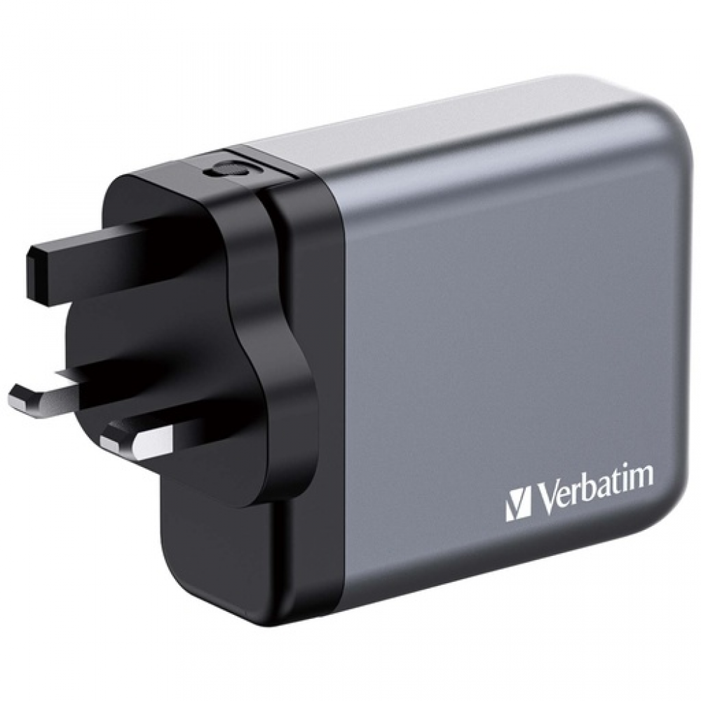 Verbatim GaN USB-A και 3 Θύρες USB-C 140W Power Delivery / Quick Charge 3.0 Gray 