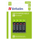 Verbatim AAA Premium Rechargeable Batteries HR03, 950mAh, 1.2V, NiMH