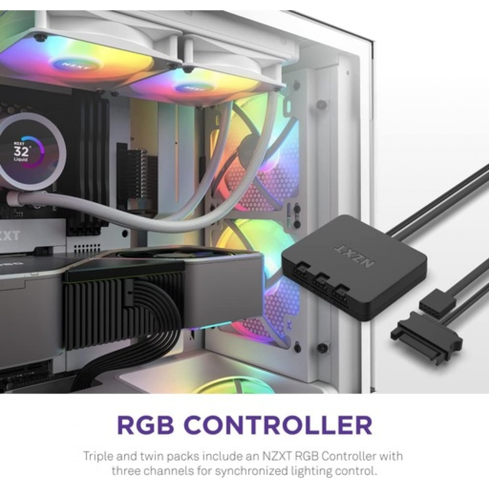 NZXT F120 RGB Core Triple Pack White