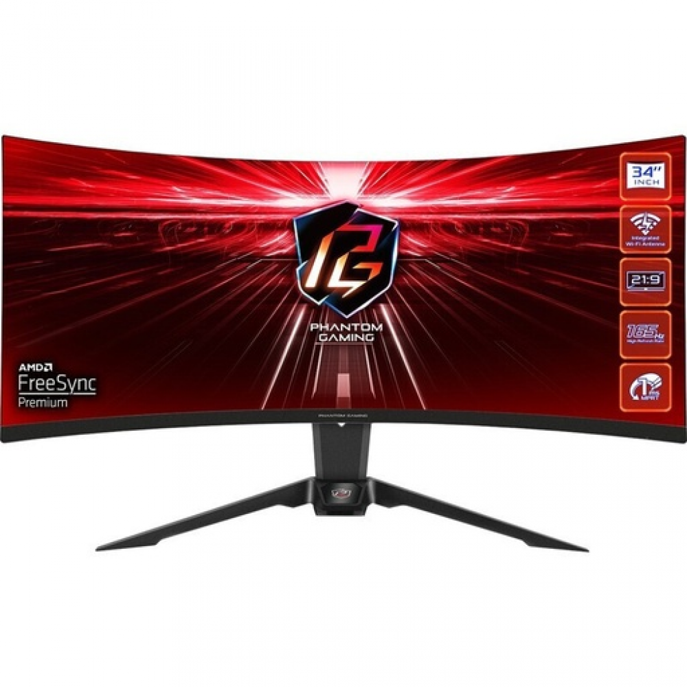 ASRock PG34WQ15R2B Ultrawide VA HDR Curved Gaming Monitor 34" QHD 3440x1440 165Hz