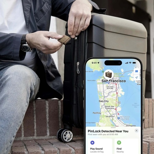 PinLock Find My Locator with TSA Padlock Sandstone