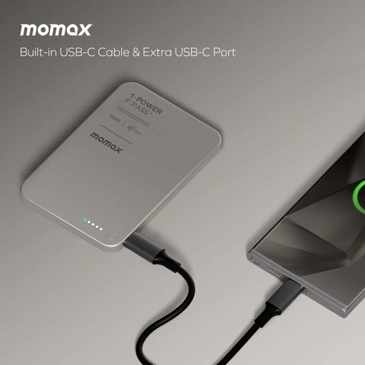 1-Power F.Pass⁺ 5000mAh Magnetic Battery Pack with Built-in Cable Black