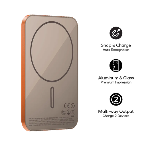 1-POWER Q.PASS 3000mAh Slim Magnetic Wireless Battery Pack (Black)