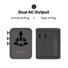 1-World² 5-Port Mini Universal Travel GaN Charger 70W with Dual AC Black