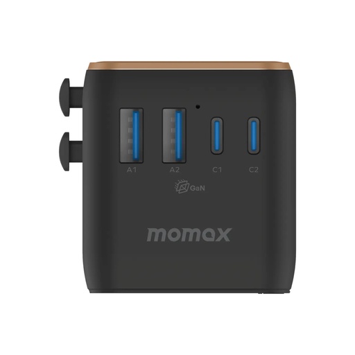 1-World² 5-Port Mini Universal Travel GaN Charger 70W with Dual AC Black