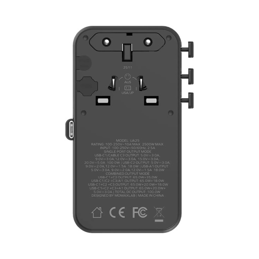 1-World²⁺ 4-Port Mini Universal Travel GaN Charger with Built-In Retractable Cable 100W with Dual A 1-World²⁺ 4-Port Mini Universal Travel GaN Charger with Built-In Retractable Cable 100W with Dual A