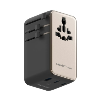 1-World²⁺ 4-Port Mini Universal Travel GaN Charger with Built-In Retractable Cable 100W with Dual A