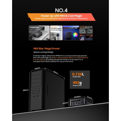 BlackView Μini PC MP100 PRO  i5-12450H 16GB 512GB SSD Win11 Pro Black