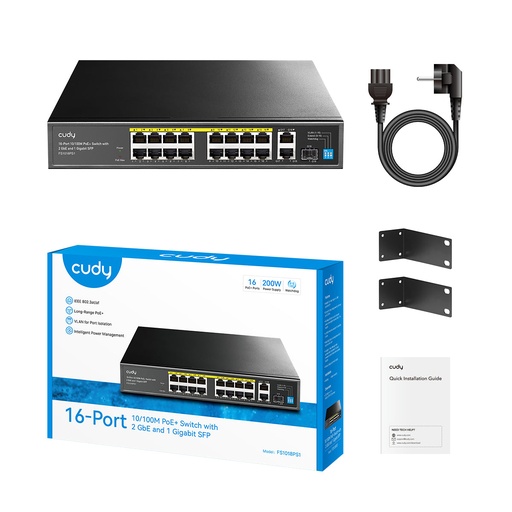 Cudy FS1018PS1 v3 – Unmanaged PoE+ Switch με 16x PoE θύρες και 2 uplink