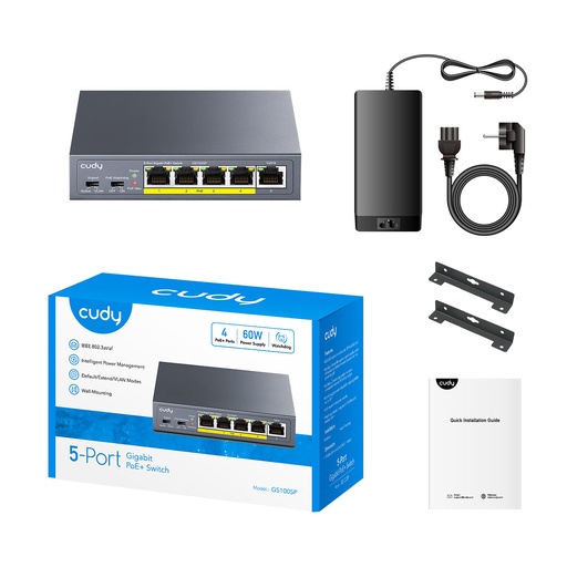Cudy GS105P – Unmanaged PoE+ Gigabit Switch με 4 PoE θύρες και 1 uplink