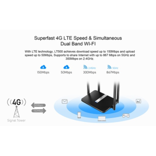 Cudy LT500 – 4G LTE Wi‑Fi 5 Router με 4 Θύρες Ethernet Cudy LT500 – 4G LTE Wi‑Fi 5 Router με 4 Θύρες Ethernet