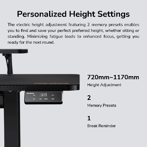 Cougar E‑STAR 140 – Expanded Electric Gaming Desk 140 cm