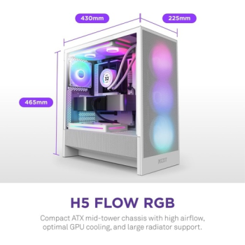 NZXT H5 Flow RGB Midi White NZXT H5 Flow RGB Midi White