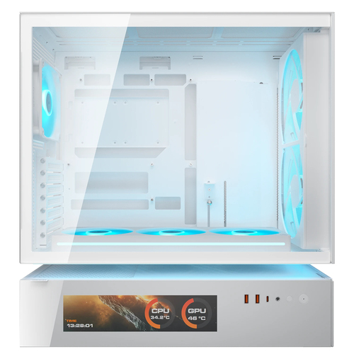 COUGAR Midi Tower Case, CFV235 Vision, ARGB, LCD Display, Mesh, White